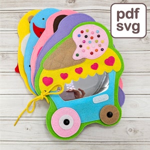 Ice Cream Quiet Book Pattern, Felt Ice Cream Counting Activity, Busy Book Pattern with Matching Colors and Learning Numbers for Toddler.