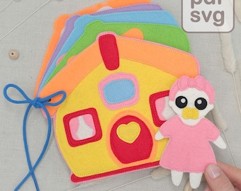 Dollhouse Felt Quiet Book Pattern: Activity Book Template (PDF/SVG)