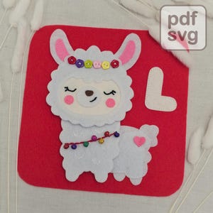 Llama Quiet Book Page Pattern – PDF & SVG Felt Template | Montessori Alphabet Activity | DIY Busy Book for Toddlers