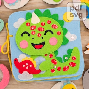 Dinosaur Felt Quiet Book Sewing Pattern: Sensory Toddler Activity (PDF Pattern)