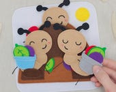 Insects Quiet Book Page – Ants Felt PDF Sewing Pattern, Educational DIY for Toddler