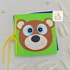 Sensory Quiet Book PDF Pattern: Teddy Bear Felt Busy Book (SVG Template Included)