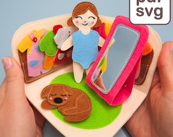 Felt Dollhouse Quiet Book Pattern, Wardrobe & Dress Up Doll (PDF and SVG)