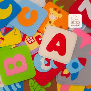 Patrón PDF de tarjetas del alfabeto de fieltro: ABC Montessori, sin costura