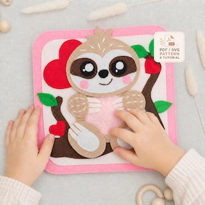 Sloth Quiet Book Pattern PDF SVG, Felt Busy Book Page, Montessori Toddler Activity