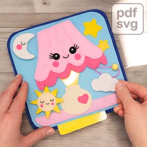 Quiet Book Pattern PDF, Felt Quiet Book Template, Day & Night Busy Book Page Pattern