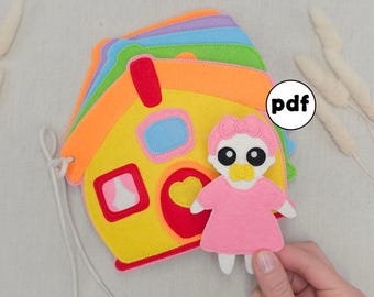 Dollhouse Felt Quiet Book Pattern: Montessori Activity Book PDF (SVG)
