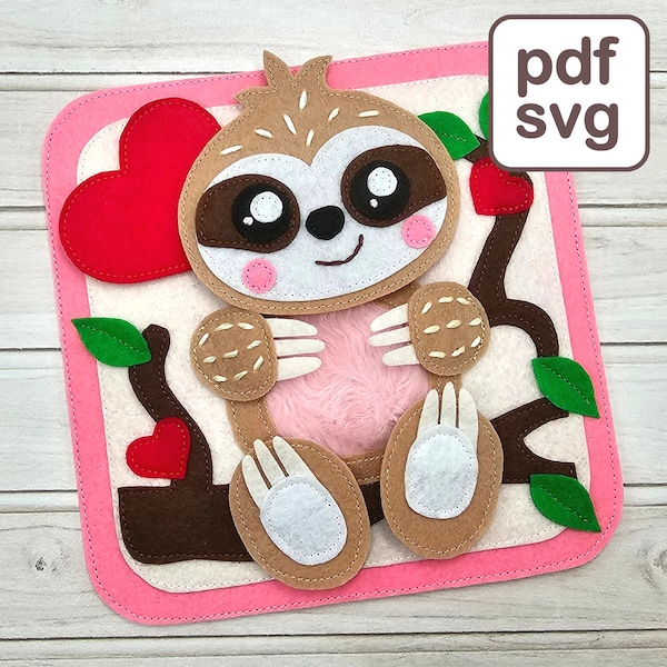 Sloth Quiet Book Pattern & Tutorial, Cute Animal Busy Book Page for Toddler, Felt Sensory Book Pattern.