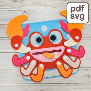 PDF Quiet Book Pattern, Felt Busy Book Sewing Template with Crab for Toddlers