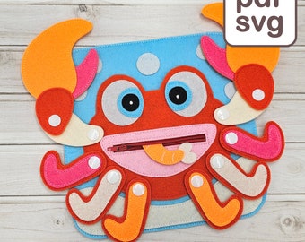 Quiet Book PDF Pattern, Felt Crab Page Sewing Template for Toddler