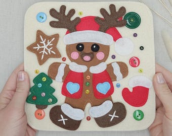 Boekenpagina Gingerbread Man Quiet: vilten kerstpatroon (pdf)