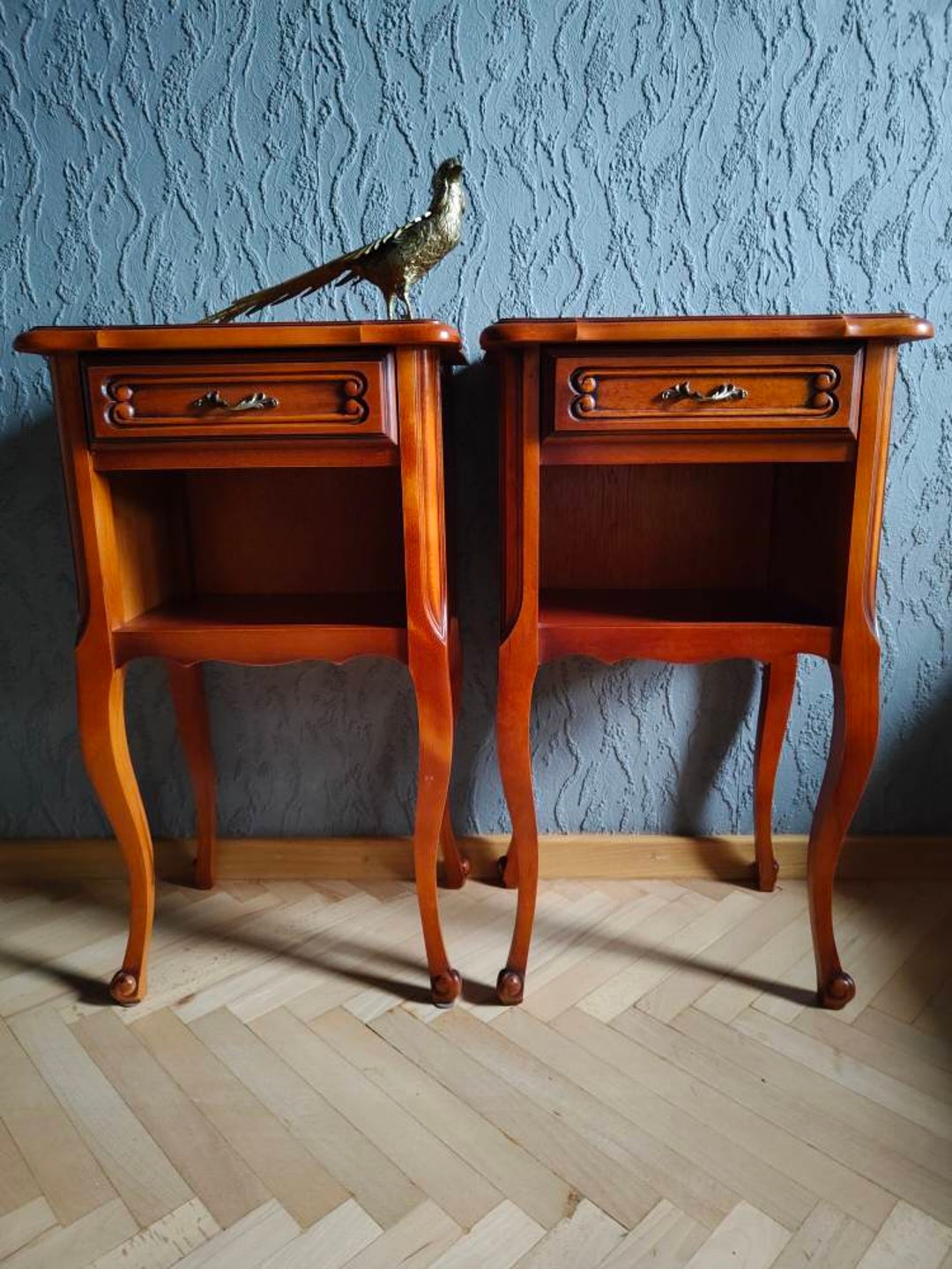 French Vintage Pair of Bedsides Table Etsy