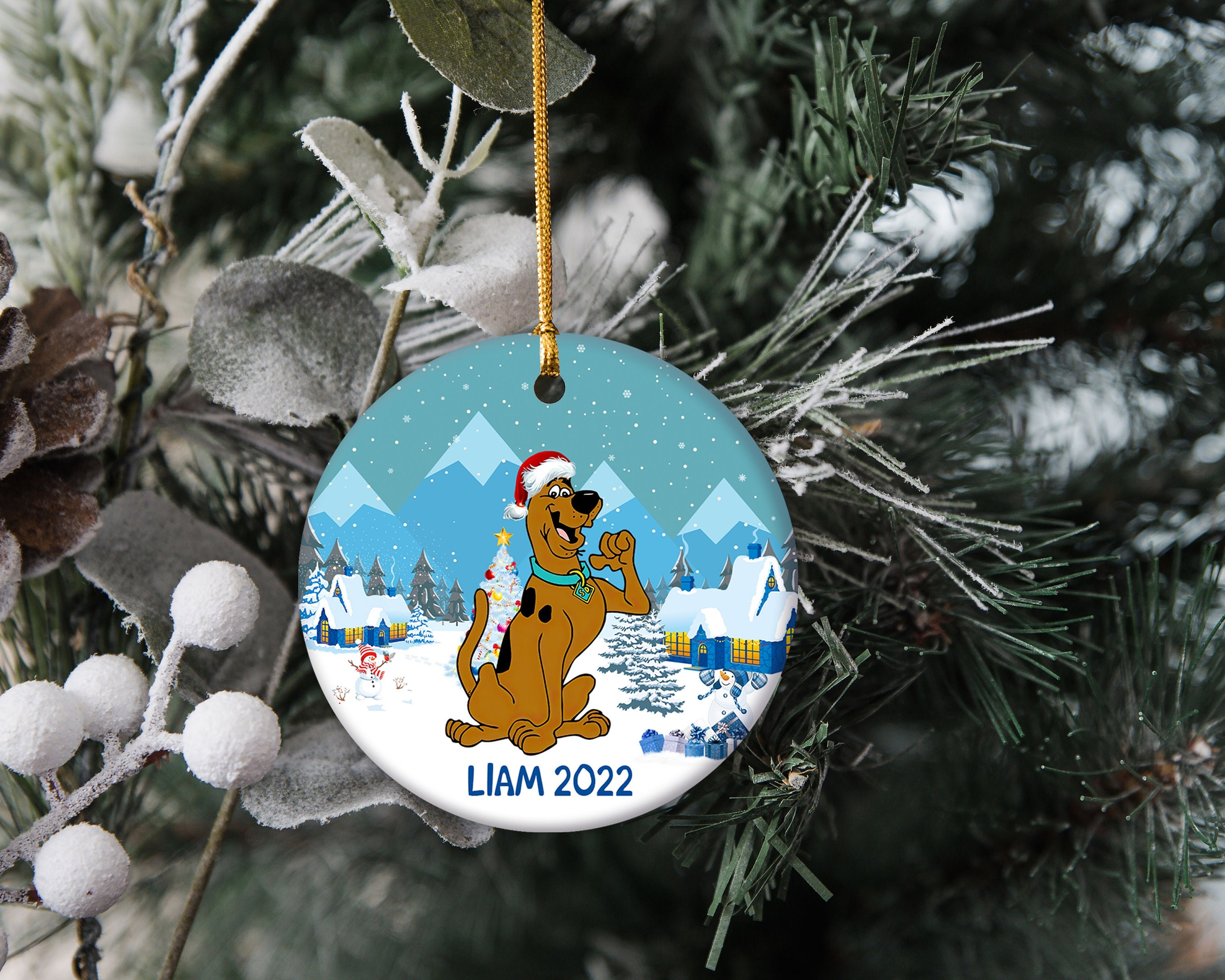 Personalized Scooby Doo Ornament, Scooby Doo Christmas Ornaments, Holiday Ornament