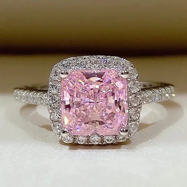 Pink Engagement Ring - Etsy UK