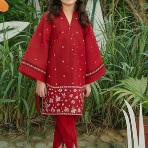 Embroidered Cotton Lawn Girls&#39; Shalwar Kameez - Pakistani Desi Wear