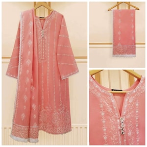 2PC digital embroidered Cambric Pakistani Indian Bangladeshi desi shalwar kameez