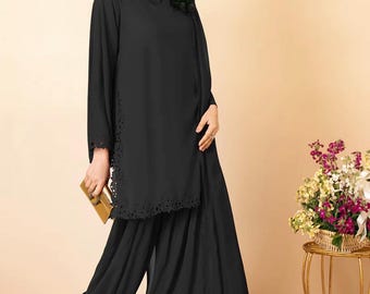 Embroidered Silk Farshi Shalwar Kameez: 3pc Pakistani Designer Suit