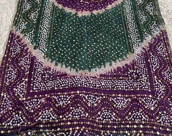 Elegant tie-dye Chunri Chiffon Dupatta with Mirror Gotta Lace, Sitara & Bead Work