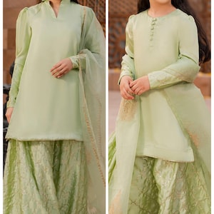 Mommy and Me Sheesha Silk sharara suit Pakistani Indian Bangladeshi Punjabi designer Shalwar Kameez