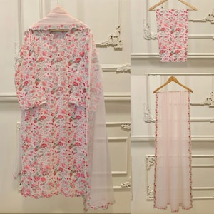 3pc digital print embroidered lawn Pakistani Indian Bangladeshi desi shalwar kameez