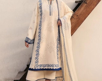 3pc lawn original Hussain Rehar Embroidered Shalwar Kameez Suit Pakistani Indian Punjabi desi Bangladeshi dress