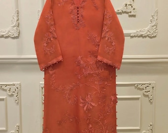 2pc Pure aghanoor Embroidered organza ( Pakistani/ Indian shalwar kameez )