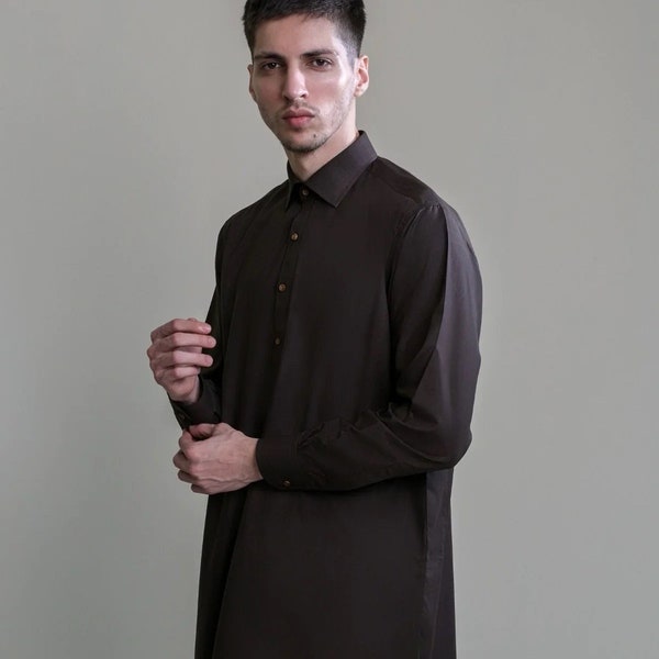 2pc Aghanoor Menswear brown shalwar kameez