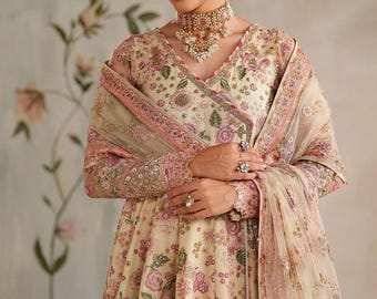 Baroque 3pc X-Large formal wedding dress Pakistani Indian Punjabi Bangladeshi designer wear suit shalwar kameez sharara set