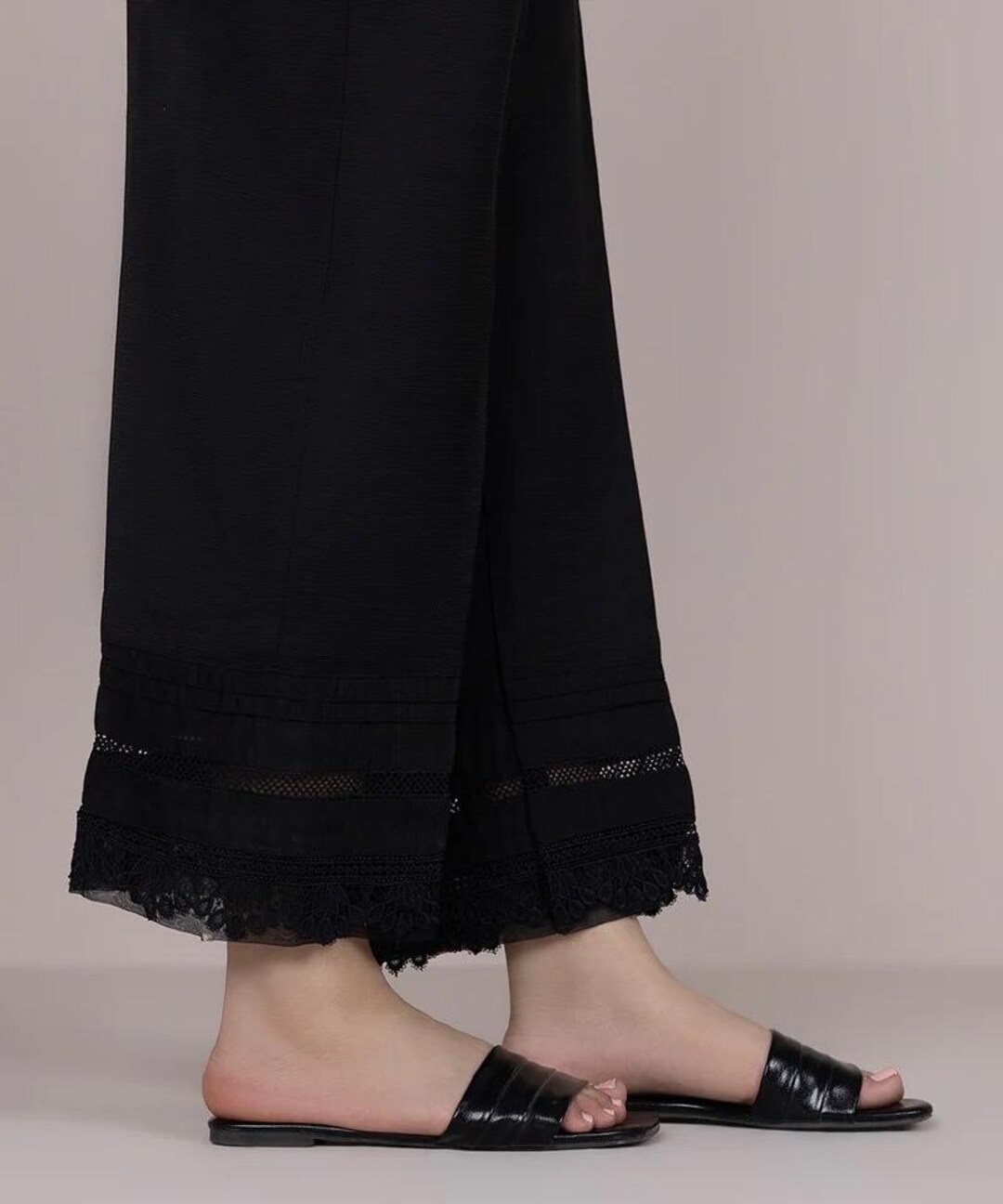 Bombay Pants in Black Textured Silk