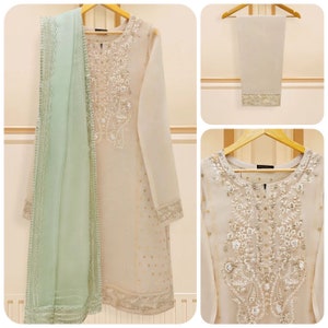 3pc Agha noor pure organza ( Pakistani/ Indian/ Bangladeshi shalwar kameez )