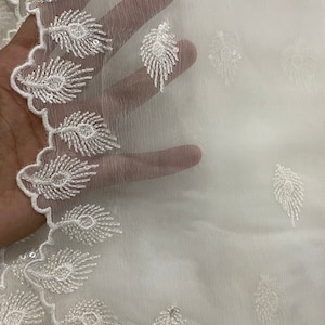 White pure chiffon dyeable sequins and embroidered dupatta