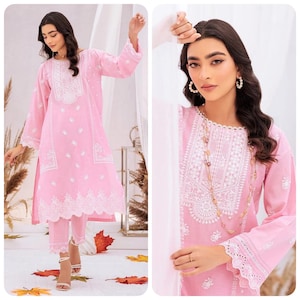 2PC Bonanza Satrangi Cambric Chikankari suit Pakistani Indian Bangladeshi desi shalwar kameez