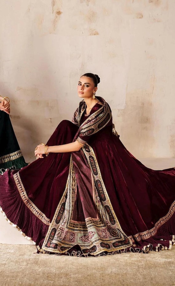 velvet anarkali dress designs Velvet Anarkali Suits