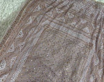 Elegant Soft Lavender Chunri Chiffon Dupatta with Gotta Lace, Sitara & Bead Work
