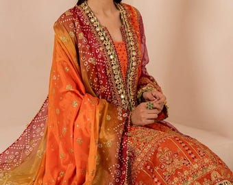 Baroque 3pc formal wedding dress Pakistani Indian Punjabi Bangladeshi designer wear suit shalwar kameez
