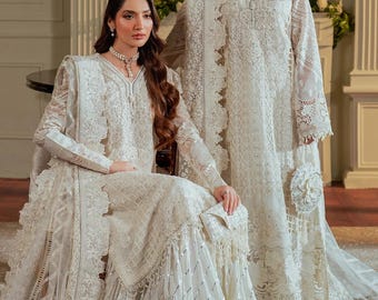Baroque 3pc X-Large formal wedding dress Pakistani Indian Punjabi Bangladeshi designer wear suit shalwar kameez