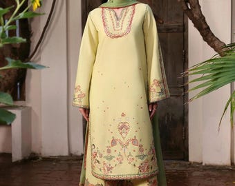 3pc lawn original Hussain Rehar Embroidered Shalwar Kameez Suit Pakistani Indian Punjabi desi Bangladeshi dress
