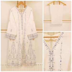 2PC embroidered Cambric Pakistani Indian Bangladeshi desi shalwar kameez