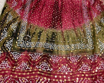 Elegant tie-dye Chunri Chiffon Dupatta with Mirror Gotta Lace, Sitara & Bead Work