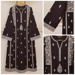Embroidered Jacquard Kurti Tunic: Indian Pakistani Designer Shirt