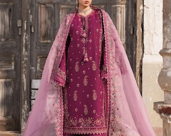 3pc original Hussain Rehar Embroidered Pakistani Shalwar Kameez lawn Suit Pakistani Indian Punjabi desi Bangladeshi dress