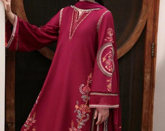 3pc lawn original Hussain Rehar Embroidered Shalwar Kameez Suit Pakistani Indian Punjabi desi Bangladeshi dress