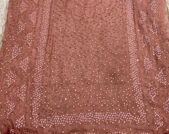 Elegant Dusty Rose chunri Chiffon Dupatta with Gotta Lace, Sitara & Bead Work