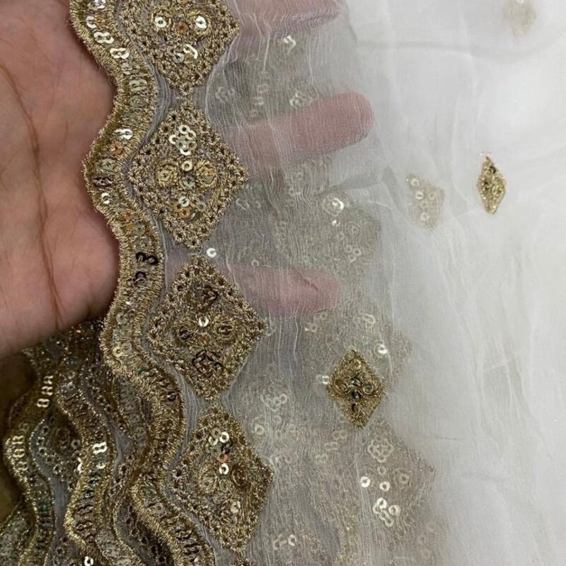 Yellow Embellished Chiffon Dupatta main image 0