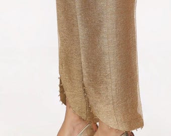 Golden colored tissue zari trouser/ pants