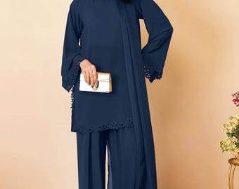 Yale Blue Farshi Shalwar Kameez: Embroidered Pakistani Designer Suit