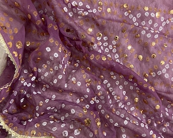 Elegant Chunri Chiffon Dupatta with Gotta Lace, Sitara & Bead Work