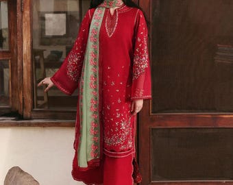 3pc lawn original Hussain Rehar Embroidered Shalwar Kameez Suit Pakistani Indian Punjabi desi Bangladeshi dress