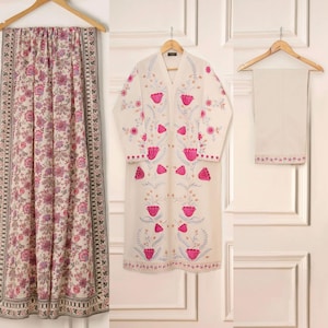 3pc aghanoor embroidered lawn desi Pakistani Indian Bangladeshi designer shalwar kameez suit