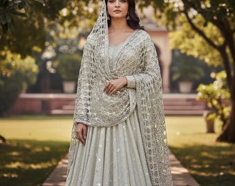 Poshida Sheesh Foil Mirror Work Dupatta Punjabi Pakistani Indian Bangladeshi Bridal designer bollywood duppata wedding veil